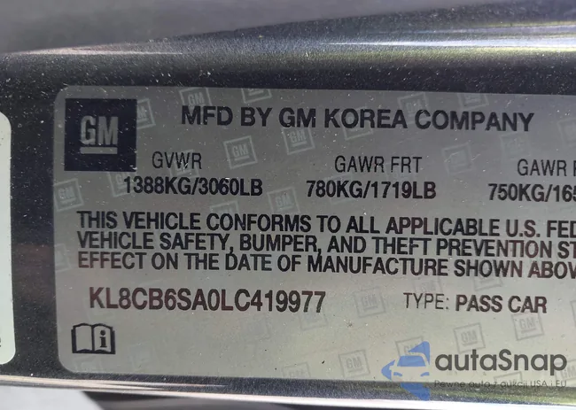 KL8CB6SA0LC419977: 43309674