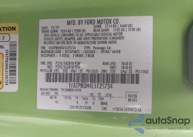 1FATP8UH4L5125734: 43309679