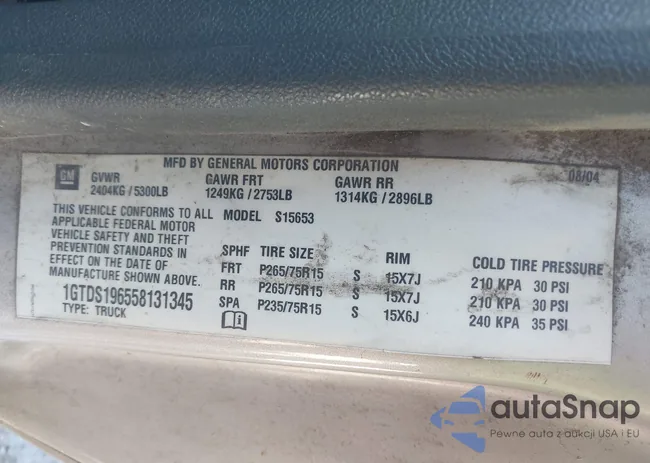 1GTDS196558131345: 43309687