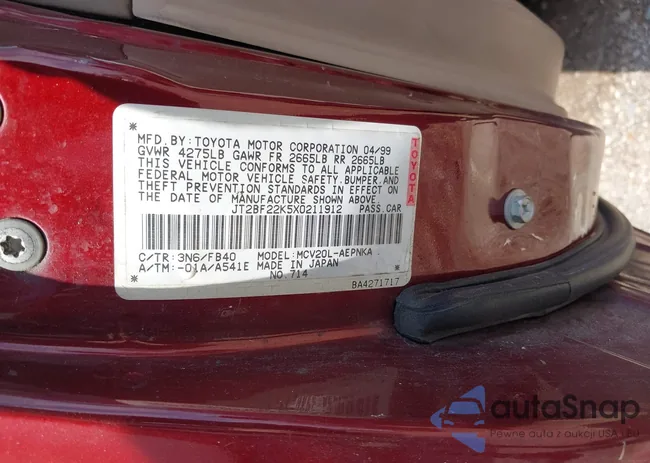 JT2BF22K5X0211912: 43309697