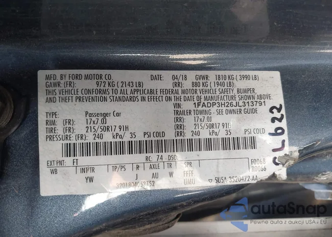 1FADP3H26JL313791: 43310775