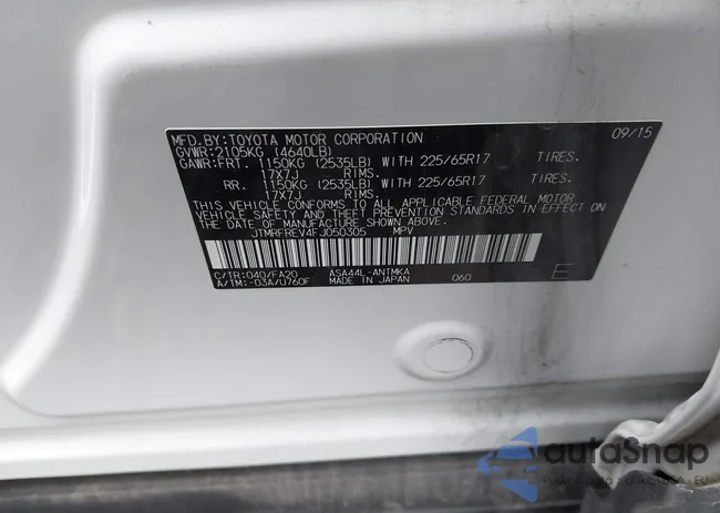 JTMRFREV4FJ050305: 43310836