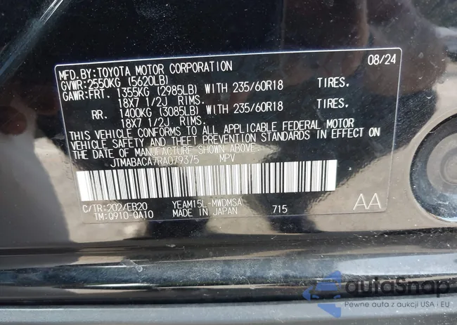 JTMABACA7RA079375: 43310845