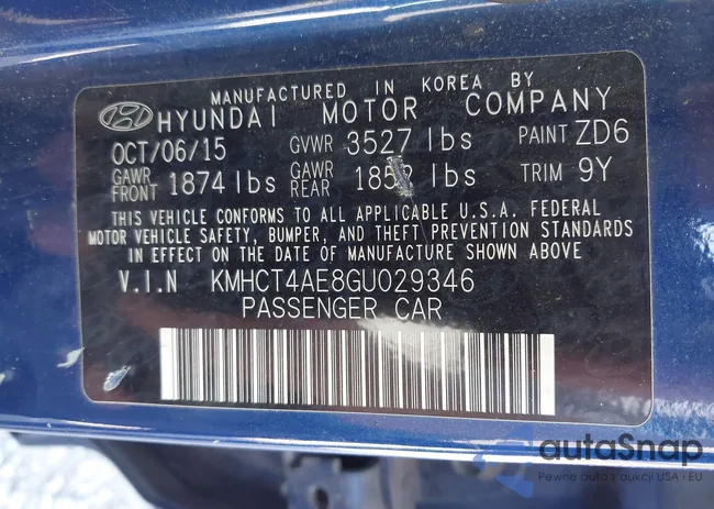 KMHCT4AE8GU029346: 43310889