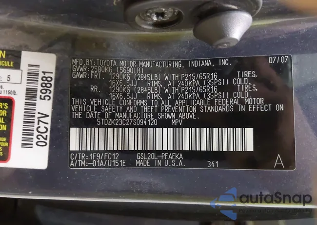 5TDZK23C27S094120: 43310991