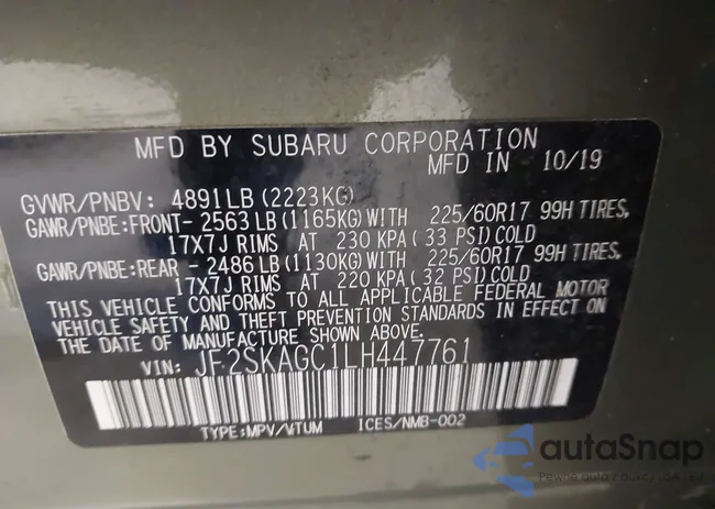 JF2SKAGC1LH447761: 43311038