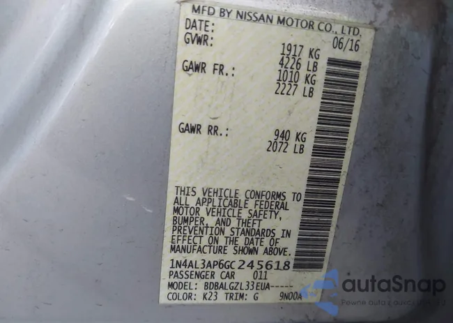 1N4AL3AP6GC245618: 43311067