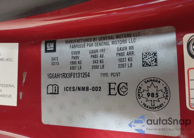 1G6AH1RX9F0131264: 43311105