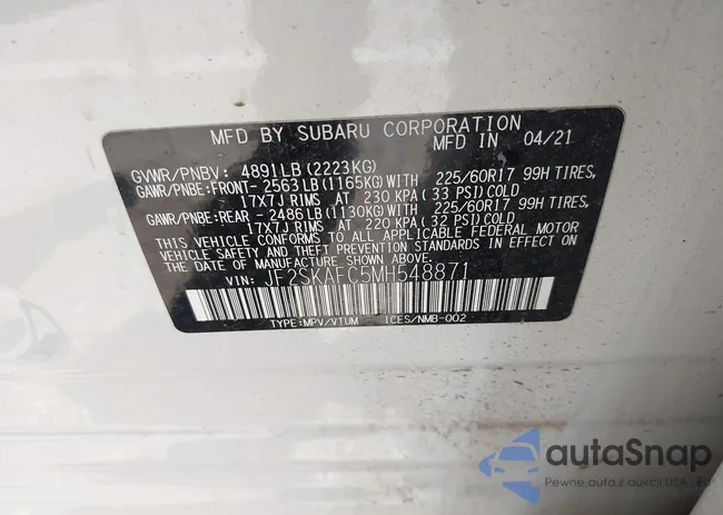 JF2SKAFC5MH548871: 43311129