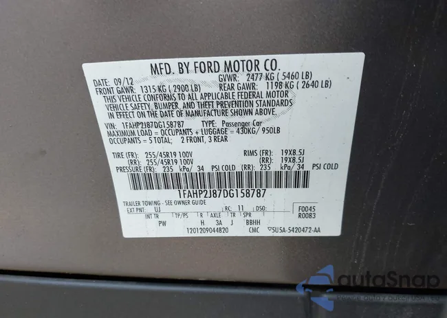 1FAHP2J87DG158787: 43311148