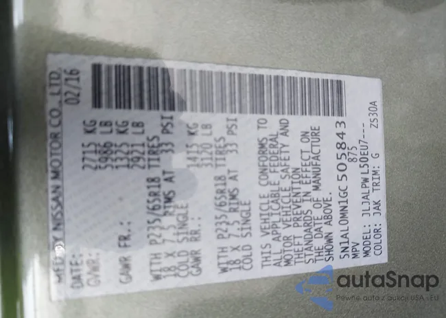 5N1AL0MN1GC505843: 43311152