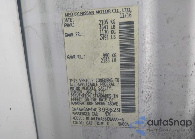 1N4AA6AP4HC393629: 43311205