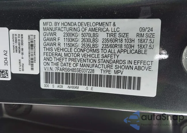 7FARS6H85SE037228: 43311250