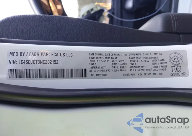 1C4SDJCT3NC202152: 43311260