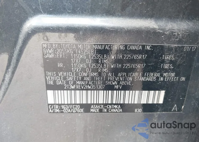 2T3WFREV2HW351307: 43311311