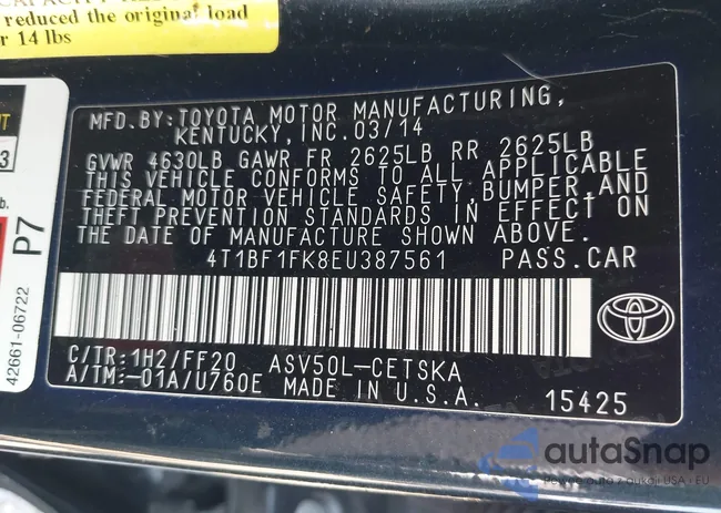 4T1BF1FK8EU387561: 43310398