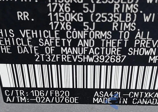 2T3ZFREV5HW392687: 43310530