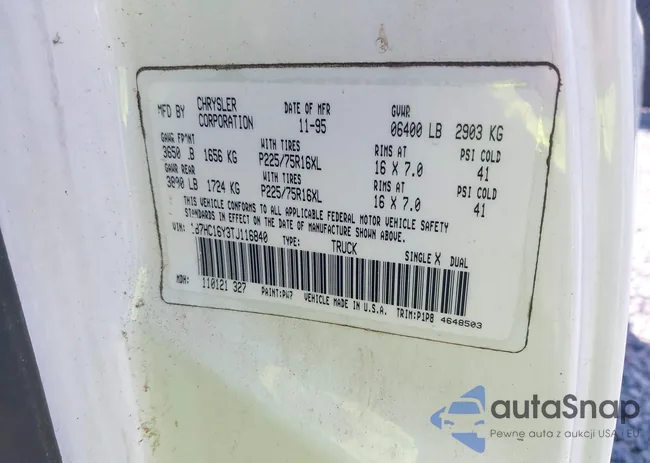 1B7HC16Y3TJ116840: 43310647