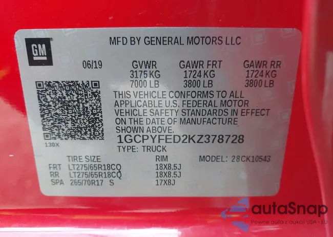 1GCPYFED2KZ378728: 43310688