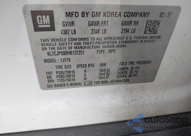 KL7CJPSB8HB137251: 43310738