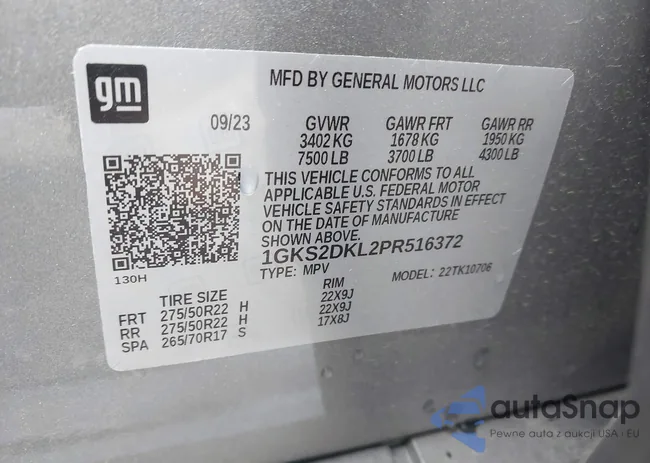 1GKS2DKL2PR516372: 43311769