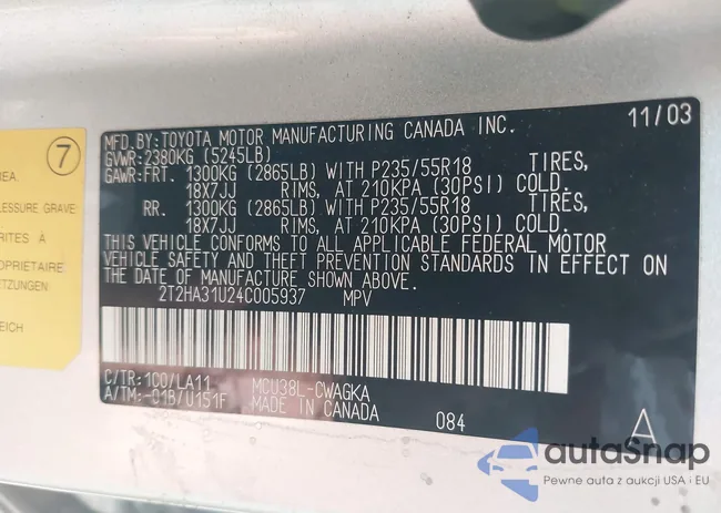 2T2HA31U24C005937: 43311796