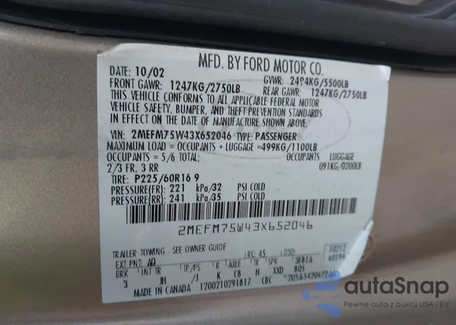 2MEFM75W43X652046: 43311882