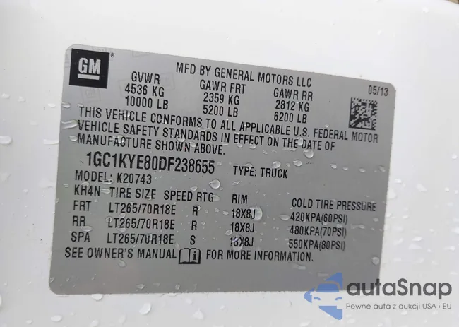 1GC1KYE80DF238655: 43311945