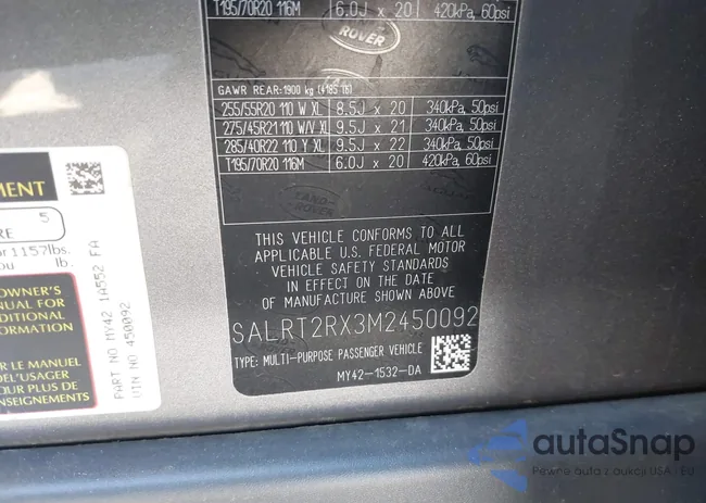 SALRT2RX3M2450092: 43311956