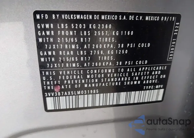 3VV3B7AX5LM031985: 43311996