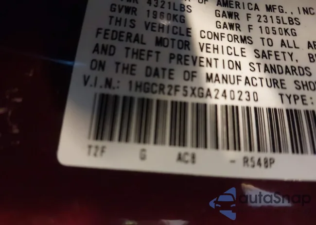 1HGCR2F5XGA240230: 43312049