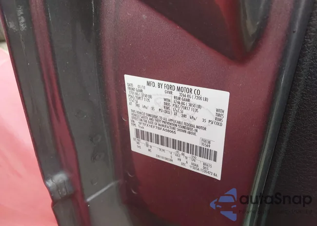 1FTFX1EF7BFA58065: 43312065