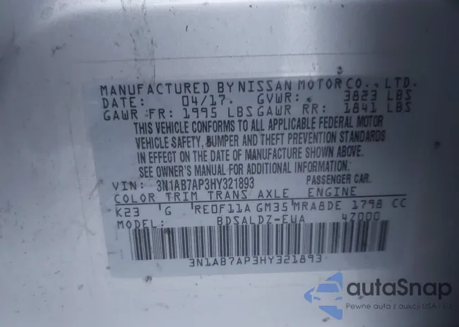 3N1AB7AP3HY321893: 43312142