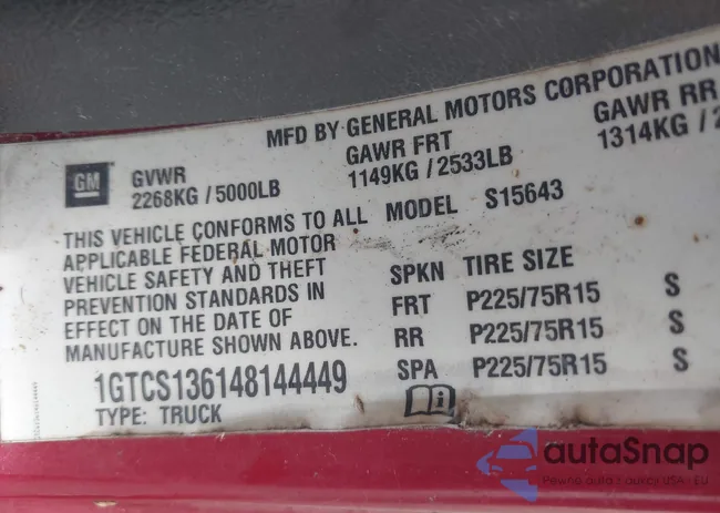 1GTCS136148144449: 43312231