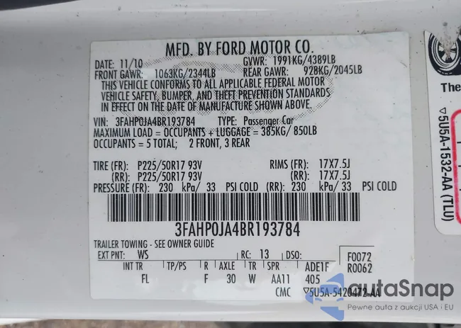 3FAHP0JA4BR193784: 43312269