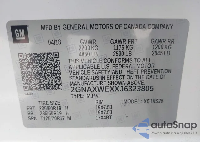 2GNAXWEXXJ6323805: 43312297