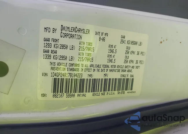 1D4GP24R17B104223: 43312303