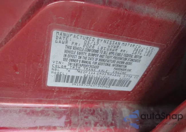 3N1AB7AP6HY340468: 43312313