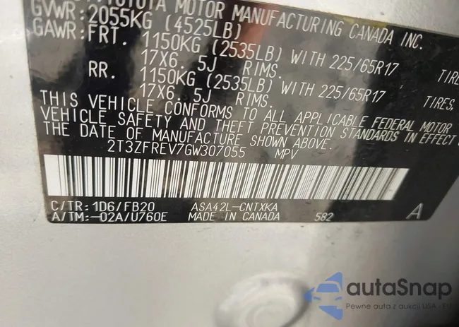 2T3ZFREV7GW307055: 43311422