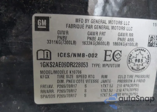 1GKS2AE09DR228053: 43311520