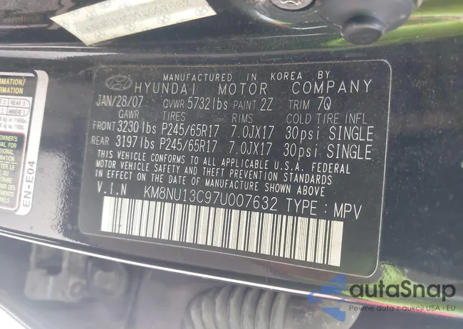 KM8NU13C97U007632: 43311580