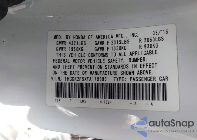 1HGCR2F5XFA179895: 43311649