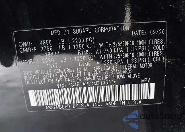 4S4BTAPC4M3105016: 43311650