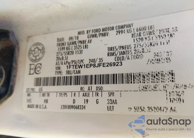 1FTEW1EP8JFE26923: 43311697