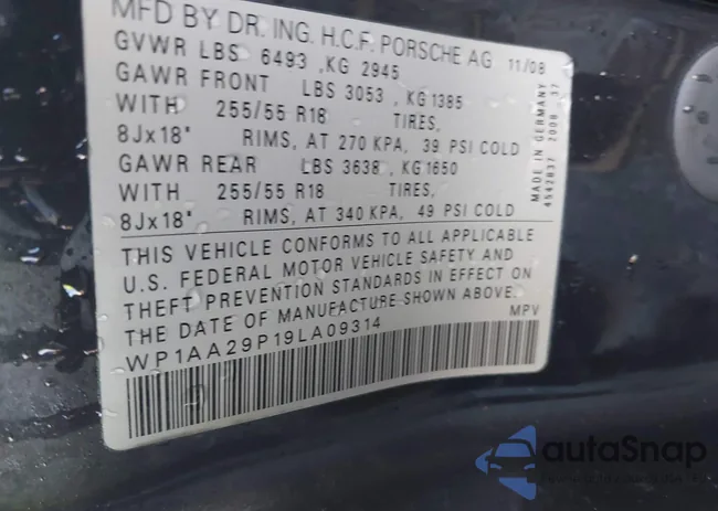 WP1AA29P19LA09314: 43311708