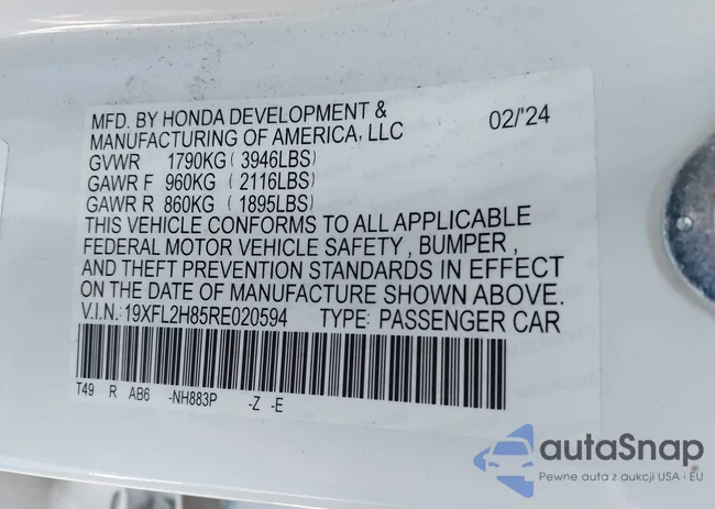 19XFL2H85RE020594: 43312758