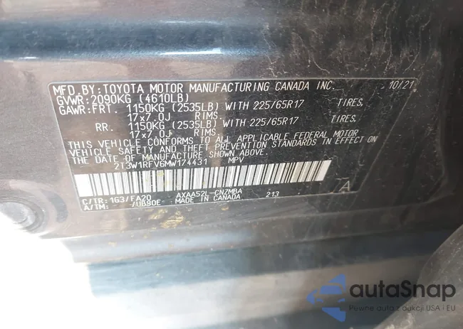 2T3W1RFV6MW174431: 43312767