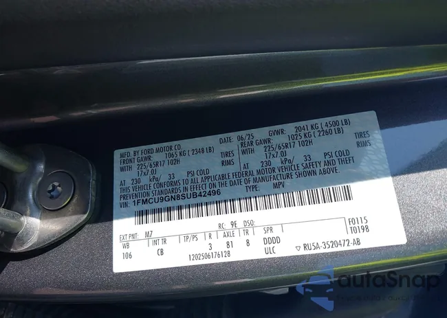 1FMCU9GN8SUB42496: 43312868