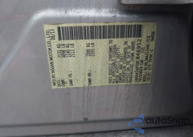 1N4AA5AP3DC846952: 43313046