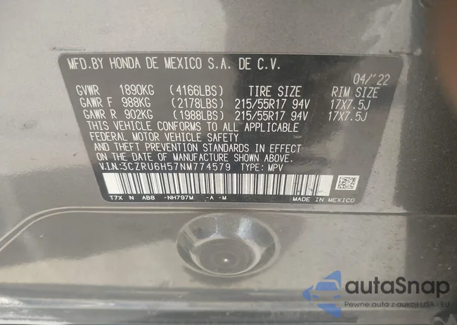 3CZRU6H57NM774579: 43313050